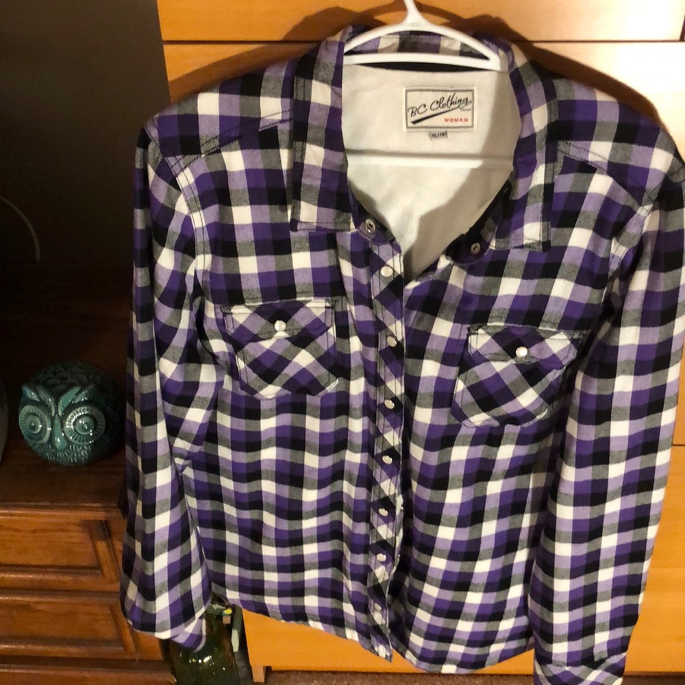 Plaid ladies button up jacket